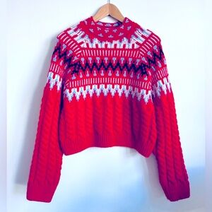 Size S ZARA Fair Isle Cable Knit Sweater